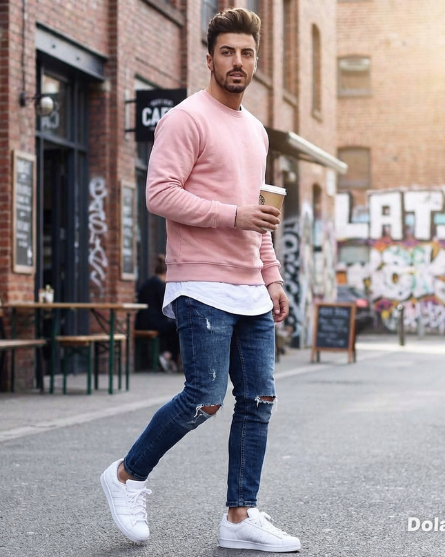 Long Sleeve Pink Sweatshirt