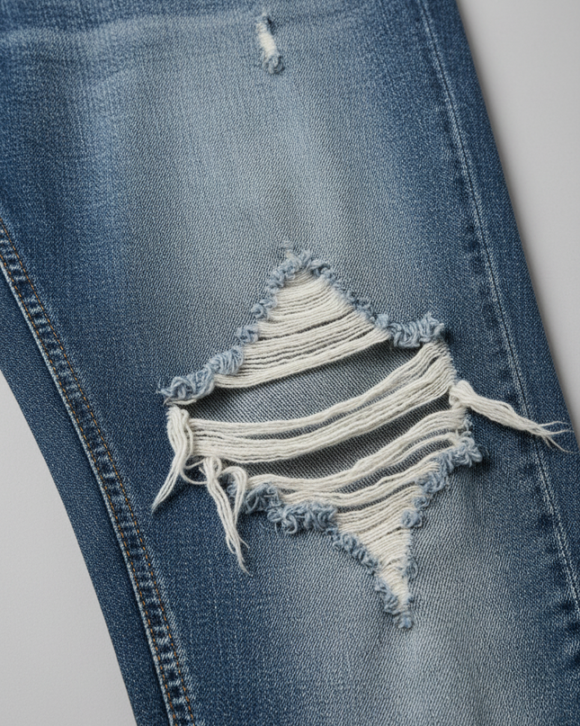 Blue Distressing Jeans